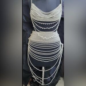 Elegant Silver Beaded Body Chain